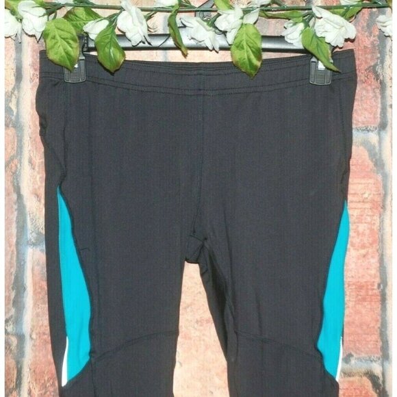 Ladies Mondetta Gray & Aqua Athletic Activewear Crop Workout Leggings Size L Bac - Picture 2 of 10